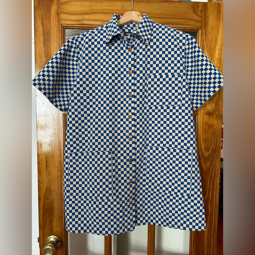 Ilana Kohn Melvin Mini Dress in Marine Checks